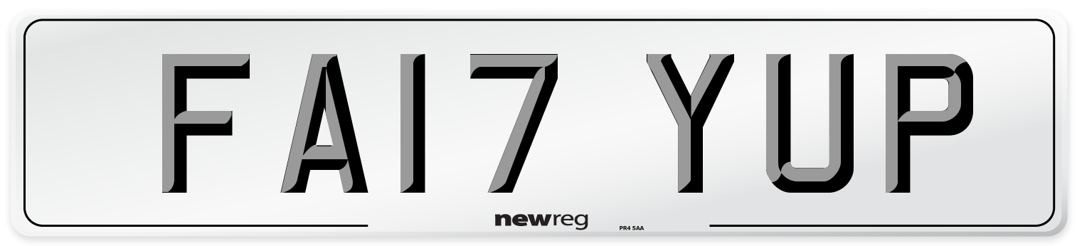 FA17 YUP Number Plate from New Reg